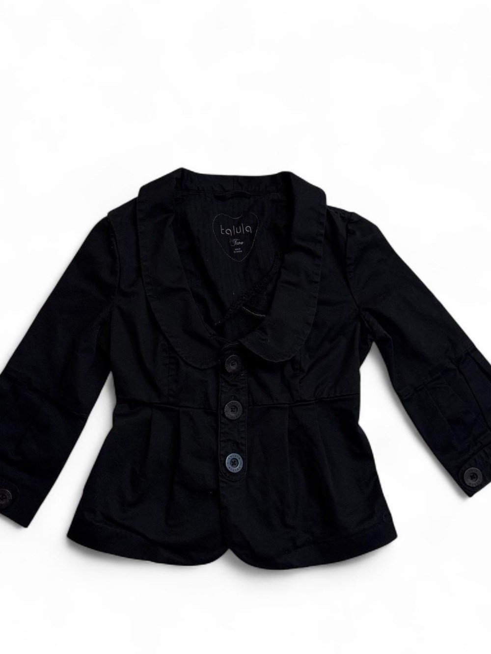 2000s Black Peplum Button-Front Blazer
